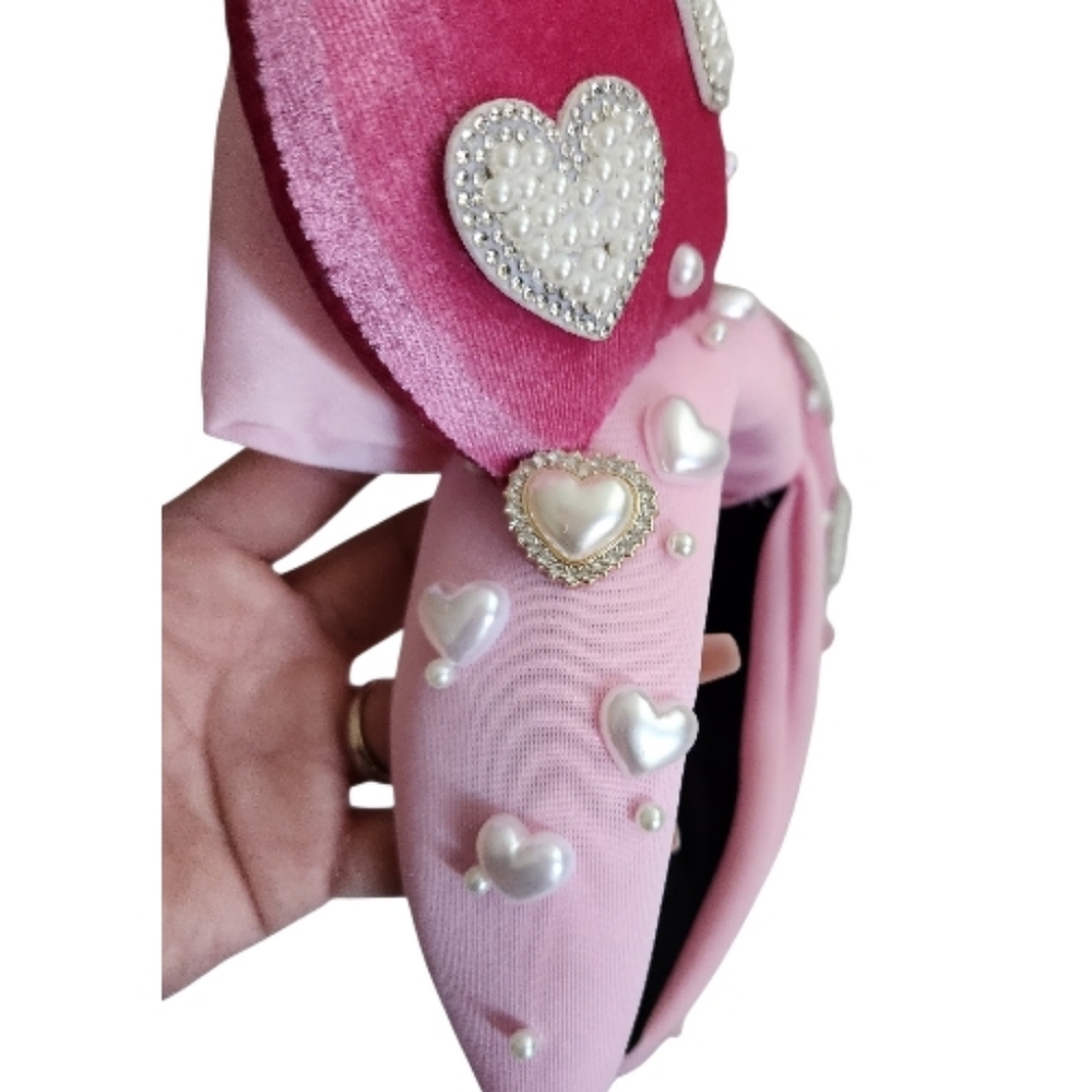Custome Made Pink Heart Minnie Ears Headband - Picture 4 of 4